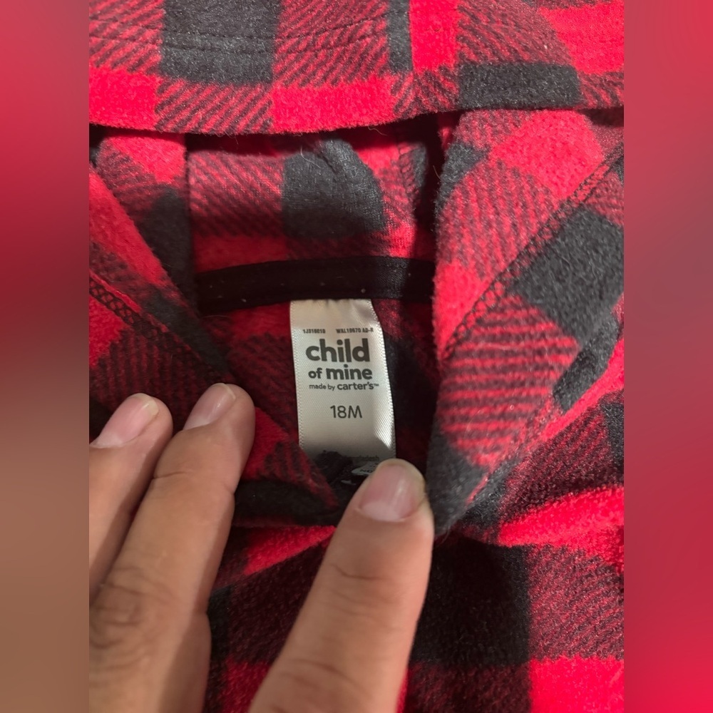 Carter's Red Vest and Black Checkered Hoodie Set - Picture 4 of 7